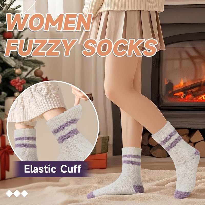 AMENLAN Store Women Fuzzy Slipper Socks Winter Microfiber Soft Cozy Plush Fluffy Socks Warm Comfy Thermal Home Sleeping Socks - Image 4